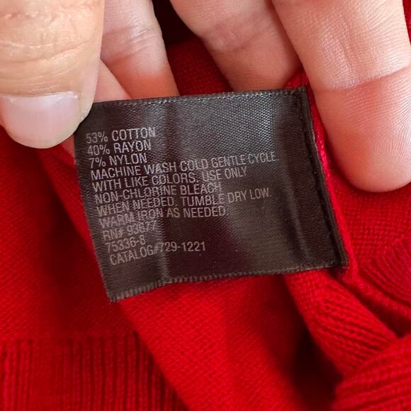 Womens Sweater Size Large Petite Red Classic Academia Professional Preppy Office - Picture 7 of 7